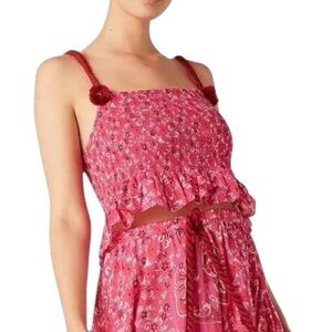 Figue Smocked Floral Top Pink S